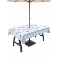 thumbnail image 1 of Outdoor Tablecloth with Umbrella Hole for Patio/Picnic/Party/Camping, Blue Purple Palm Trees Waterproof Table Cloth Rectangle Table Cover Washable, Summer Tropical Coastal Plaid Strip (60"x 120"), 1 of 9