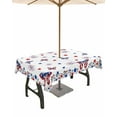 thumbnail image 1 of Outdoor Tablecloth with Umbrella Hole for Patio/Picnic/Party/Camping, Blue Red 4th of July Waterproof Table Cloth Rectangle Table Cover Washable, Independence Day Fireworks Butterfly 60"x 120", 1 of 7