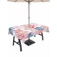 thumbnail image 1 of Outdoor Tablecloth with Umbrella Hole for Patio/Picnic/Party/Camping, Blue Red Coral Coastal Waterproof Table Cloth Rectangle Table Cover Washable, Jellyfish Summer Beach Nautical (60"x 84"), 1 of 8
