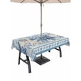 thumbnail image 1 of Outdoor Tablecloth with Umbrella Hole for Patio/Picnic/Party/Camping, Blue Starfish Coastal Waterproof Table Cloth Rectangle Table Cover Washable, Beach Coral Nautical Botanical Vintage (54"x 80"), 1 of 8