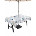 thumbnail image 1 of Outdoor Tablecloth with Umbrella Hole for Patio/Picnic/Party/Camping, Blue Starfish Coastal Waterproof Table Cloth Rectangle Table Cover Washable, Summer Beach Coral Grey Plaid (54"x 80"), 1 of 8