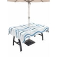 thumbnail image 1 of Outdoor Tablecloth with Umbrella Hole for Patio/Picnic/Party/Camping, Blue Stripes Waterproof Table Cloth Rectangle Table Cover Washable, Modern Gradient Abstract Ocean Waves Lines (60"x 102"), 1 of 8
