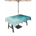thumbnail image 1 of Outdoor Tablecloth with Umbrella Hole for Patio/Picnic/Party/Camping, Blue Teal Ombre Waterproof Table Cloth Rectangle Table Cover Washable, Coastal Beach Modern Abstract Art (60"x 102"), 1 of 8