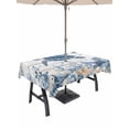 thumbnail image 1 of Outdoor Tablecloth with Umbrella Hole for Patio/Picnic/Party/Camping, Blue Turtle Coastal Waterproof Table Cloth Rectangle Table Cover Washable, Beach Starfish Nautical Coral Retro (54"x 80"), 1 of 8