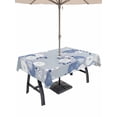 thumbnail image 1 of Outdoor Tablecloth with Umbrella Hole for Patio/Picnic/Party/Camping, Blue White Floral Waterproof Table Cloth Rectangle Table Cover Washable, Spring Botanical Leaves Farmhouse (52"x 70"), 1 of 8