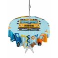 thumbnail image 1 of Outdoor Tablecloth with Umbrella Hole for Patio/Picnic/Party/Camping, Blue Yellow Cartoon Truck Waterproof Table Cloth Round Cover Washable, Cute Engineering Vehicle (Dia 60"), 1 of 8