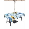 thumbnail image 1 of Outdoor Tablecloth with Umbrella Hole for Patio/Picnic/Party/Camping, Blue Yellow Leaves Waterproof Table Cloth Rectangle Table Cover Washable, Spring Botanical Leaf Farmhouse Watercolor (60"x 120"), 1 of 8