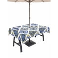 thumbnail image 1 of Outdoor Tablecloth with Umbrella Hole for Patio/Picnic/Party/Camping, Bohemia Style Waterproof Table Cloth Rectangle Table Cover Washable, Abstract Middle Century Aztec Pattern Blue (52"x 70"), 1 of 8