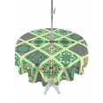 thumbnail image 1 of Outdoor Tablecloth with Umbrella Hole for Patio/Picnic/Party/Camping, Bohemia Waterproof Table Cloth Round Cover Washable, Vintage Country Farmhouse Boho Style Light Green (Dia 60"), 1 of 8