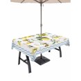 thumbnail image 1 of Outdoor Tablecloth with Umbrella Hole for Patio/Picnic/Party/Camping, Boho Lemons Waterproof Table Cloth Rectangle Table Cover Washable, Summer Yellow Fruits Flowers Leaf Blue Stripe (60"x 84"), 1 of 9