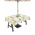 thumbnail image 1 of Outdoor Tablecloth with Umbrella Hole for Patio/Picnic/Party/Camping, Boho Lemons Waterproof Table Cloth Rectangle Table Cover Washable, Summer Yellow Fruits Flowers Leaf Stripe (54"x 80"), 1 of 9