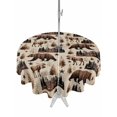 thumbnail image 1 of Outdoor Tablecloth with Umbrella Hole for Patio/Picnic/Party/Camping, Brown Bear Elk Cabin Waterproof Table Cloth Round Cover Washable, Vintage Farmhousee Pine Tree Forest (Dia 54"), 1 of 9
