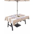 thumbnail image 1 of Outdoor Tablecloth with Umbrella Hole for Patio/Picnic/Party/Camping, Brown Flowers Waterproof Table Cloth Rectangle Table Cover Washable, Spring Summer Botanical Floral Leaf Stripe (52"x 70"), 1 of 9