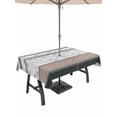 thumbnail image 1 of Outdoor Tablecloth with Umbrella Hole for Patio/Picnic/Party/Camping, Brown Geometric Waterproof Table Cloth Rectangle Table Cover Washable, Stripes Boho Spring Flowers Pastoral Country (52"x 70"), 1 of 8