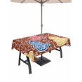thumbnail image 1 of Outdoor Tablecloth with Umbrella Hole for Patio/Picnic/Party/Camping, Brown Red Gourd Waterproof Table Cloth Rectangle Table Cover Washable, Modern Abstract Art Floral (52"x 70"), 1 of 9