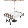 thumbnail image 1 of Outdoor Tablecloth with Umbrella Hole for Patio/Picnic/Party/Camping, Brown Striped Waterproof Table Cloth Rectangle Table Cover Washable, Farmhouse Simple Line Vertical Stripes (60"x 84"), 1 of 9