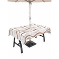 thumbnail image 1 of Outdoor Tablecloth with Umbrella Hole for Patio/Picnic/Party/Camping, Brown Stripes Waterproof Table Cloth Rectangle Table Cover Washable, Minimalism Ombre Waves Abstract Textures (60"x 102"), 1 of 8