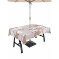 thumbnail image 1 of Outdoor Tablecloth with Umbrella Hole for Patio/Picnic/Party/Camping, Brown White Floral Waterproof Table Cloth Rectangle Table Cover Washable, Spring Botanical Leaves Farmhouse (60"x 102"), 1 of 8