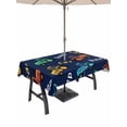 thumbnail image 1 of Outdoor Tablecloth with Umbrella Hole for Patio/Picnic/Party/Camping, Cartoon Tractor Waterproof Table Cloth Rectangle Table Cover Washable, Cute Beep Car Digger Shovel Truck Navy Blue (60"x 84"), 1 of 8
