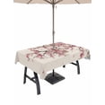 thumbnail image 1 of Outdoor Tablecloth with Umbrella Hole for Patio/Picnic/Party/Camping, Cherry Flowers Waterproof Table Cloth Rectangle Table Cover Washable, Spring Modern Pink Floral Branch on Linen (54"x 80"), 1 of 8