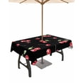 thumbnail image 1 of Outdoor Tablecloth with Umbrella Hole for Patio/Picnic/Party/Camping, Cherry Rustic Waterproof Table Cloth Rectangle Table Cover Washable, Spring Summer Tropic Fruit Black 52"x 70", 1 of 7