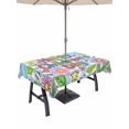 thumbnail image 1 of Outdoor Tablecloth with Umbrella Hole for Patio/Picnic/Party/Camping, Children's Day Waterproof Table Cloth Rectangle Table Cover Washable, Cartoon Cute Flowers Leaf Blue Plaid (60"x 102"), 1 of 8