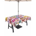 thumbnail image 1 of Outdoor Tablecloth with Umbrella Hole for Patio/Picnic/Party/Camping, Children's Day Waterproof Table Cloth Rectangle Table Cover Washable, Cartoon Cute Watercolor Truck Flower Pink (52"x 70"), 1 of 8