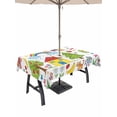 thumbnail image 1 of Outdoor Tablecloth with Umbrella Hole for Patio/Picnic/Party/Camping, Children's Day Waterproof Table Cloth Rectangle Table Cover Washable, Cartoon Painting Rainbow Rocket Butterfly (60"x 102"), 1 of 8