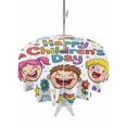 thumbnail image 1 of Outdoor Tablecloth with Umbrella Hole for Patio/Picnic/Party/Camping, Children's Day Waterproof Table Cloth Round Cover Washable, Cartoon Cute Watercolor Truck Flower (Dia 54"), 1 of 8