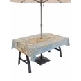thumbnail image 1 of Outdoor Tablecloth with Umbrella Hole for Patio/Picnic/Party/Camping, Coastal Beach Waterproof Table Cloth Rectangle Table Cover Washable, Summer Ocean Sea Starfish Blue Wooden Grain (54"x 80"), 1 of 9