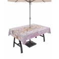 thumbnail image 1 of Outdoor Tablecloth with Umbrella Hole for Patio/Picnic/Party/Camping, Coastal Beach Waterproof Table Cloth Rectangle Table Cover Washable, Summer Ocean Sea Starfish Pink Wooden Grain (60"x 120"), 1 of 9