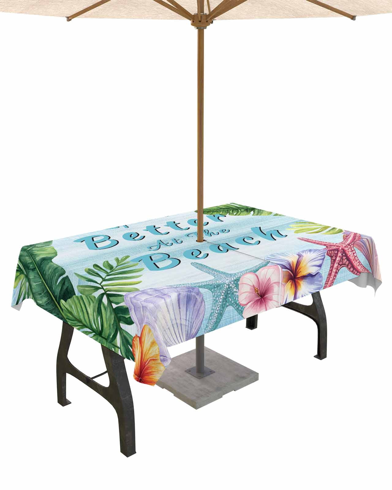 Outdoor Tablecloth with Umbrella Hole for Patio/Picnic/Party/Camping ...