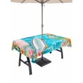 thumbnail image 1 of Outdoor Tablecloth with Umbrella Hole for Patio/Picnic/Party/Camping, Coastal Beach Waterproof Table Cloth Rectangle Table Cover Washable, Summer Tropical Plants Ocean Sea Waves Blue (60"x 120"), 1 of 9