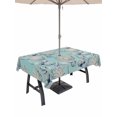 thumbnail image 1 of Outdoor Tablecloth with Umbrella Hole for Patio/Picnic/Party/Camping, Coastal Blue Conch Waterproof Table Cloth Rectangle Table Cover Washable, Retro Summer Beach Shells Marine (60"x 102"), 1 of 9