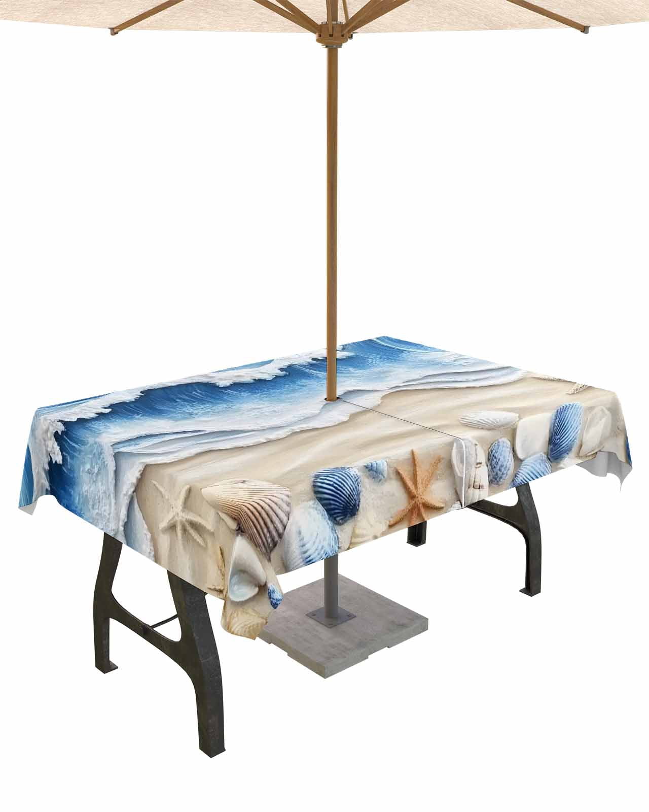 Outdoor Tablecloth with Umbrella Hole for Patio/Picnic/Party/Camping ...