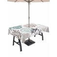 thumbnail image 1 of Outdoor Tablecloth with Umbrella Hole for Patio/Picnic/Party/Camping, Coastal Coral Waterproof Table Cloth Rectangle Table Cover Washable, Nautical Ocean Beach Conch Shells Starfish (52"x 70"), 1 of 8