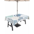 thumbnail image 1 of Outdoor Tablecloth with Umbrella Hole for Patio/Picnic/Party/Camping, Coastal Crab Waterproof Table Cloth Rectangle Table Cover Washable, Nautical Beach Marine Life Coral Conch (60"x 120"), 1 of 9