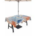 thumbnail image 1 of Outdoor Tablecloth with Umbrella Hole for Patio/Picnic/Party/Camping, Coastal Jellyfish Waterproof Table Cloth Rectangle Table Cover Washable, Nautical Ocean Orange Blue Coral Leaves (54"x 80"), 1 of 9
