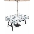 thumbnail image 1 of Outdoor Tablecloth with Umbrella Hole for Patio/Picnic/Party/Camping, Coastal Nautical Waterproof Table Cloth Rectangle Table Cover Washable, Ocean Modern Blue Anchor Love Heart (60"x 102"), 1 of 9