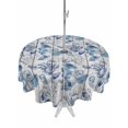 thumbnail image 1 of Outdoor Tablecloth with Umbrella Hole for Patio/Picnic/Party/Camping, Coastal Nautical Waterproof Table Cloth Round Cover Washable, Summer Ocean Corals Wooden Grain Blue (Dia 54"), 1 of 8