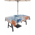 thumbnail image 1 of Outdoor Tablecloth with Umbrella Hole for Patio/Picnic/Party/Camping, Coastal Octopus Waterproof Table Cloth Rectangle Table Cover Washable, Blue Nautical Ocean Creature Wood Grain (54"x 80"), 1 of 9