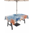 thumbnail image 1 of Outdoor Tablecloth with Umbrella Hole for Patio/Picnic/Party/Camping, Coastal Octopus Waterproof Table Cloth Rectangle Table Cover Washable, Nautical Coral Starfish Blue Wood Plank (54"x 80"), 1 of 9