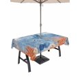 thumbnail image 1 of Outdoor Tablecloth with Umbrella Hole for Patio/Picnic/Party/Camping, Coastal Octopus Waterproof Table Cloth Rectangle Table Cover Washable, Nautical Orange Blue Coral Starfish (60"x 102"), 1 of 9