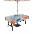 thumbnail image 1 of Outdoor Tablecloth with Umbrella Hole for Patio/Picnic/Party/Camping, Coastal Octopus Waterproof Table Cloth Rectangle Table Cover Washable, Vintage Nautical Summer Beach Coral Leaf (54"x 80"), 1 of 9