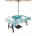 thumbnail image 1 of Outdoor Tablecloth with Umbrella Hole for Patio/Picnic/Party/Camping, Coastal Sea Turtle Waterproof Table Cloth Rectangle Table Cover Washable, Teal Green Summer Ocean Coral Sea Fish (54"x 80"), 1 of 9