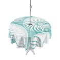 thumbnail image 1 of Outdoor Tablecloth with Umbrella Hole for Patio/Picnic/Party/Camping, Coastal Shell Turquoise Waterproof Table Cloth Round Cover Washable, Summer Ocean Shell Beach (Dia 60"), 1 of 9