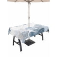 thumbnail image 1 of Outdoor Tablecloth with Umbrella Hole for Patio/Picnic/Party/Camping, Coastal Starfish Waterproof Table Cloth Rectangle Table Cover Washable, Ocean Weeping Coral Beach Conch Haze Blue (54"x 80"), 1 of 9