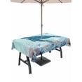 thumbnail image 1 of Outdoor Tablecloth with Umbrella Hole for Patio/Picnic/Party/Camping, Coastal Turtle Blue Waterproof Table Cloth Rectangle Table Cover Washable, Summer Beach Nautical Coral Starfish (52"x 70"), 1 of 8