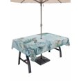 thumbnail image 1 of Outdoor Tablecloth with Umbrella Hole for Patio/Picnic/Party/Camping, Coastal Turtle Waterproof Table Cloth Rectangle Table Cover Washable, Nautical Eucalyptus Leaves Coral Seaweed (60"x 84"), 1 of 8