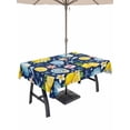 thumbnail image 1 of Outdoor Tablecloth with Umbrella Hole for Patio/Picnic/Party/Camping, Coastal Waterproof Table Cloth Rectangle Table Cover Washable, Summer Lemon Flower Shell Starfish Blue (60"x 102"), 1 of 8